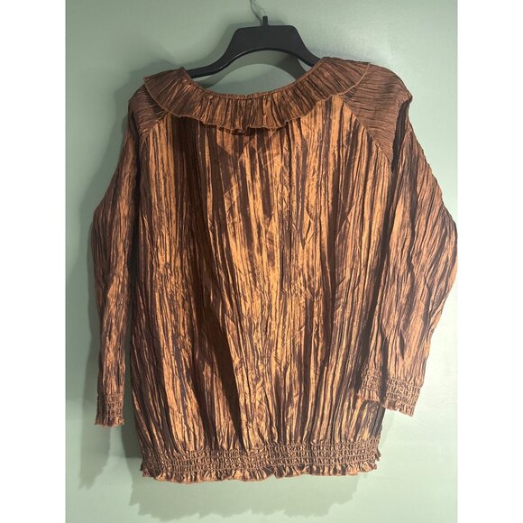 Y2K Brown Ruffle Hem Top Women’s XL Fall Coquette Fall Retro Cottagecore Y2K - Picture 6 of 6
